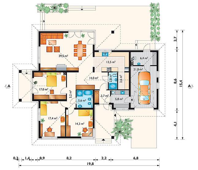 Rzut parteru POW. 167,8 m²