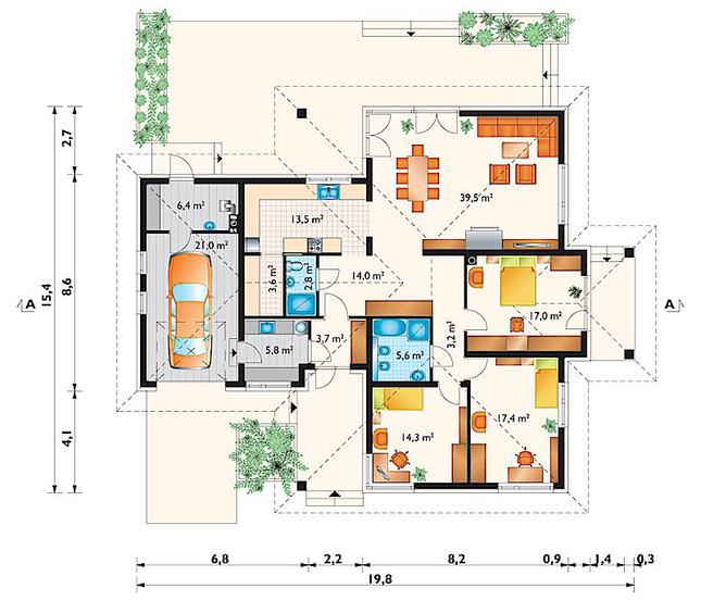 Rzut parteru lustro POW. 167,8 m²