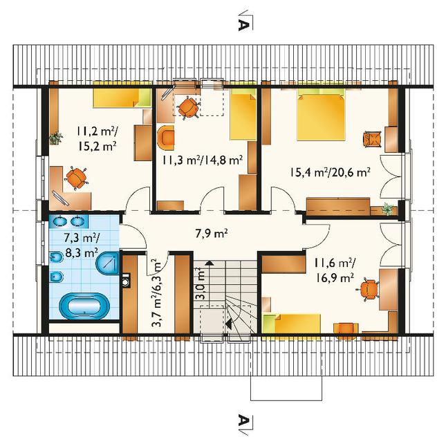Rzut poddasza POW. 93,0 m²