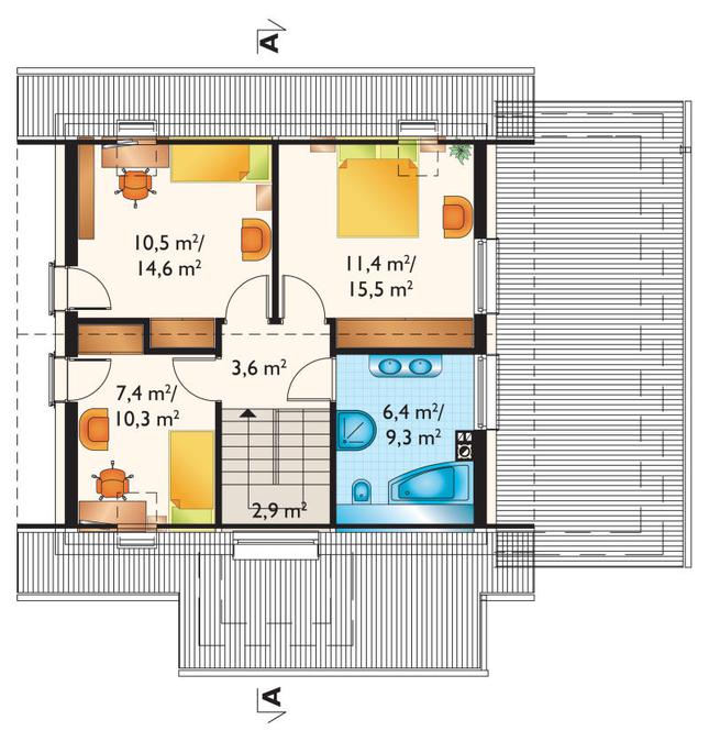 Rzut poddasza POW. 56,2 m²