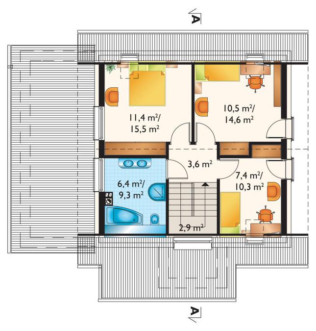 Rzut poddasza lustro POW. 56,2 m²