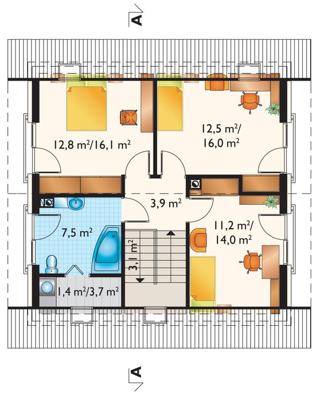 Rzut poddasza POW. 64,3 m²