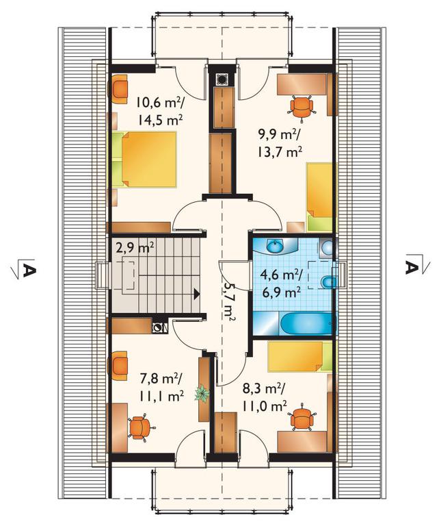 Rzut poddasza POW. 65,8 m²
