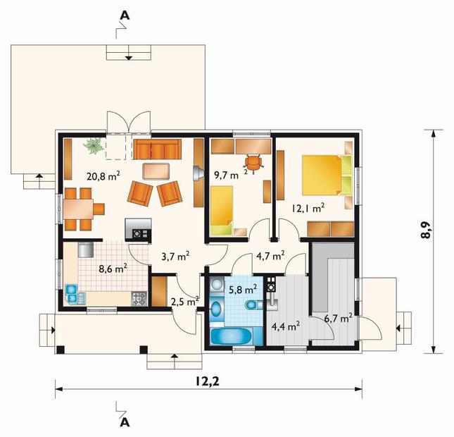 Rzut parteru lustro POW. 81,2 m²