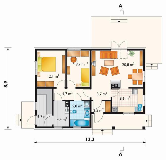 Rzut parteru POW. 81,2 m²
