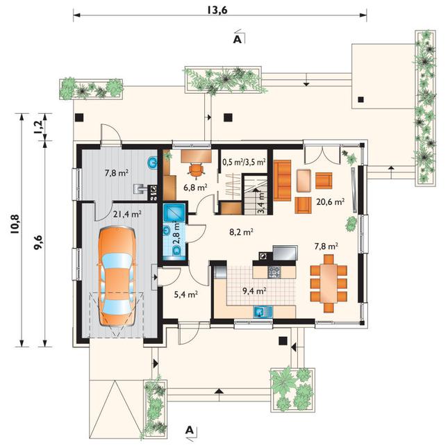 Rzut parteru lustro POW. 97,1 m²