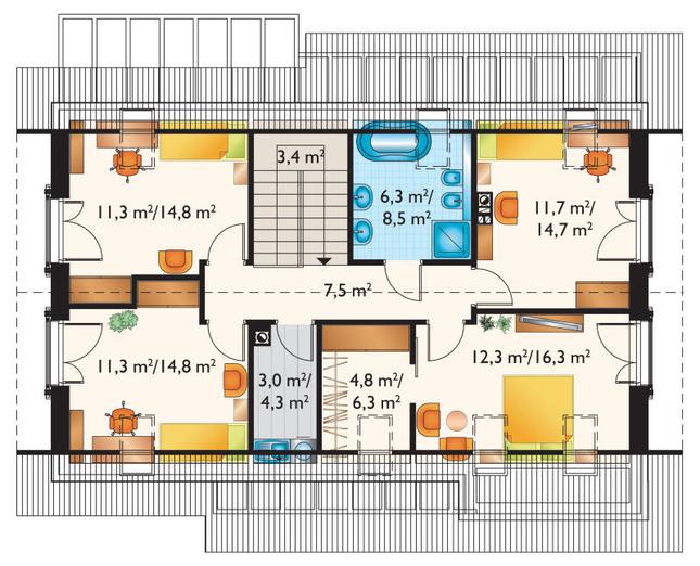 Rzut poddasza POW. 90,6 m²
