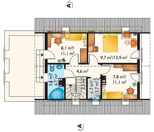 Rzut poddasza POW. 51,6 m²