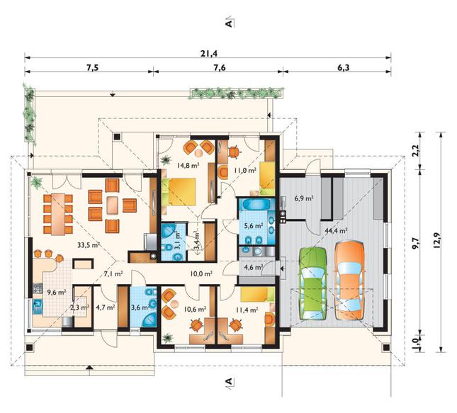 Rzut parteru POW. 186,6 m²