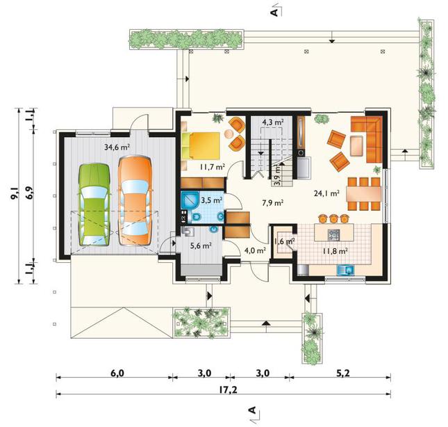 Rzut parteru POW. 113,0 m²