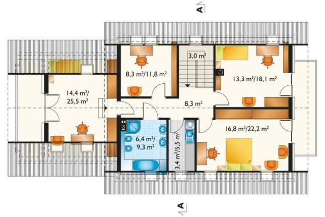 Rzut poddasza POW. 103,7 m²