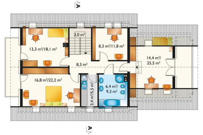 Rzut poddasza lustro POW. 103,7 m²