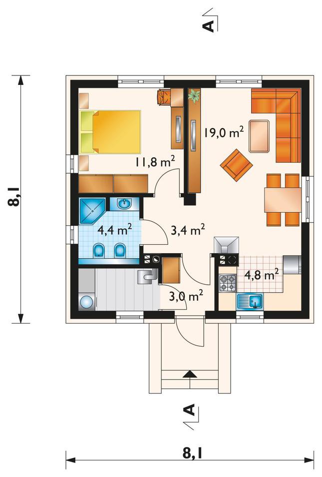 Rzut parteru POW. 50,0 m²