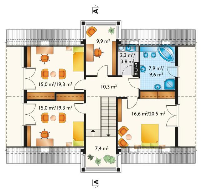 Rzut poddasza POW. 100,1 m²