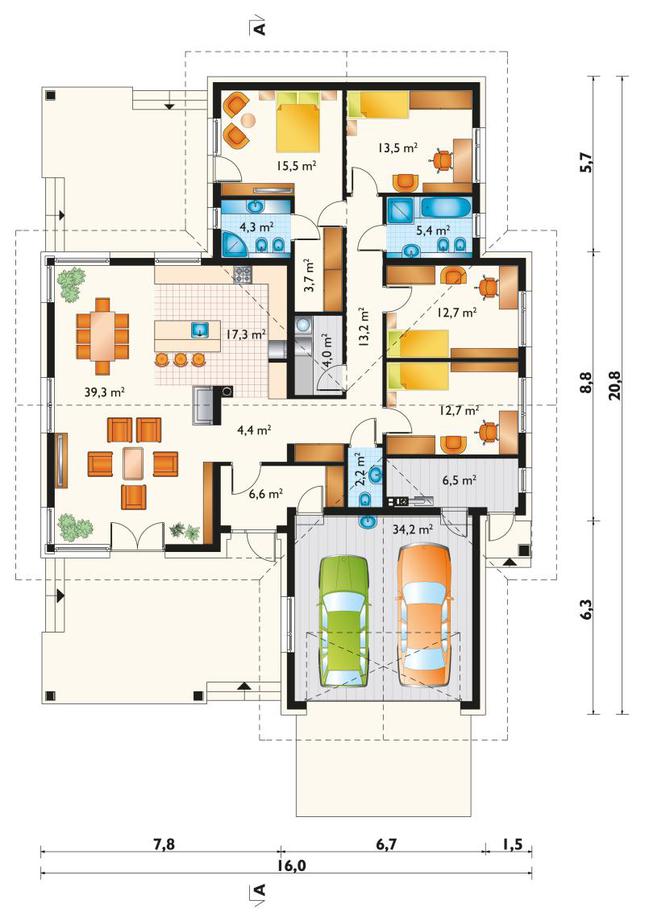 Rzut parteru POW. 195,5 m²