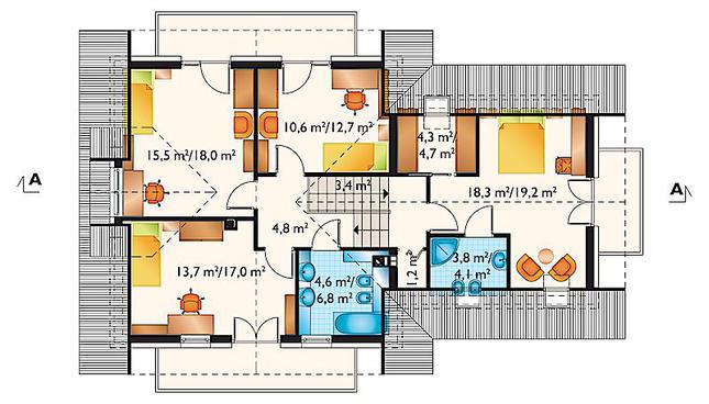 Rzut poddasza POW. 92,0 m²