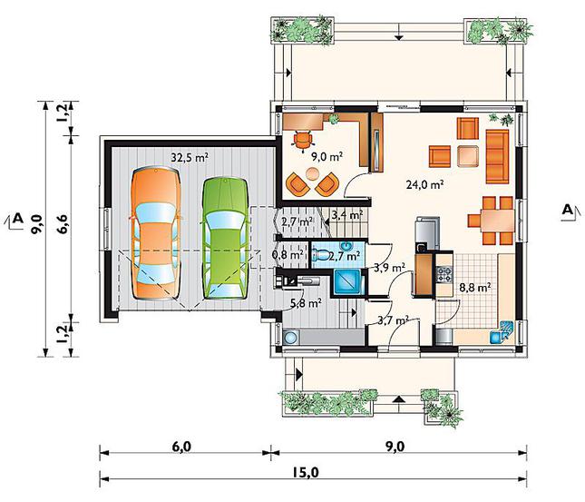 Rzut parteru lustro POW. 97,3 m²