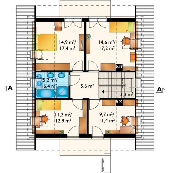 Rzut poddasza POW. 74,2 m²
