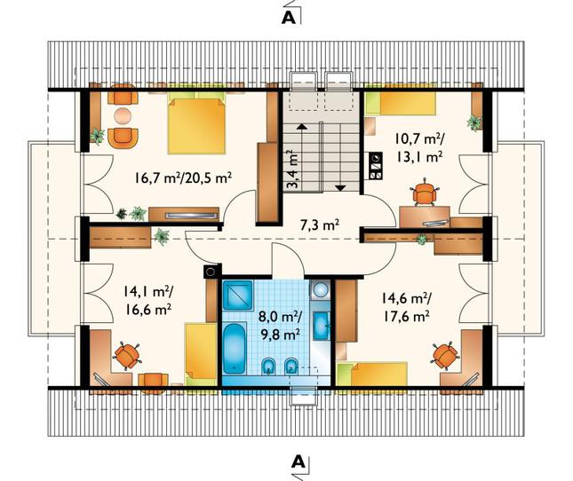 Rzut poddasza POW. 88,3 m²
