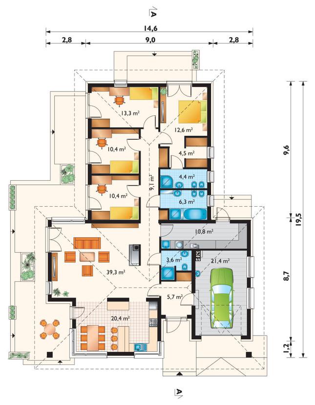 Rzut parteru POW. 171,7 m²