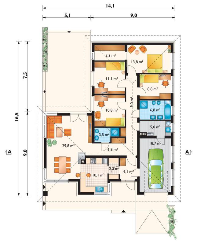 Rzut parteru POW. 145,9 m²