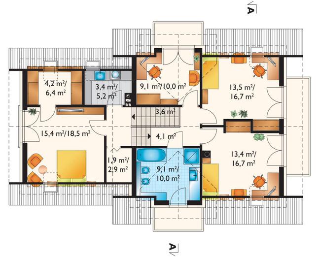 Rzut poddasza lustro POW. 94,1 m²