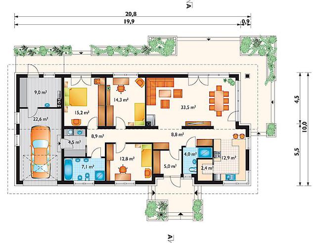 Rzut parteru lustro POW. 161,0 m²