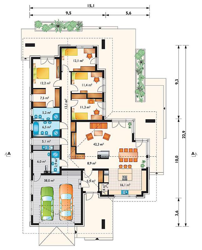 Rzut parteru POW. 205,8 m²