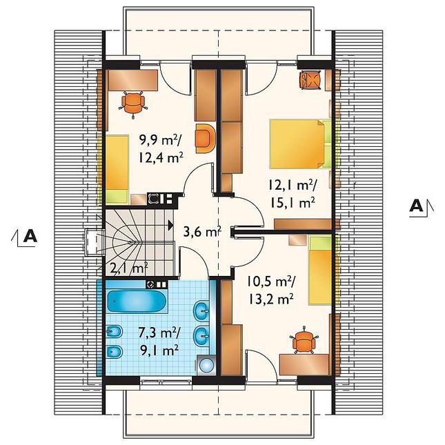 Rzut poddasza POW. 55,5 m²