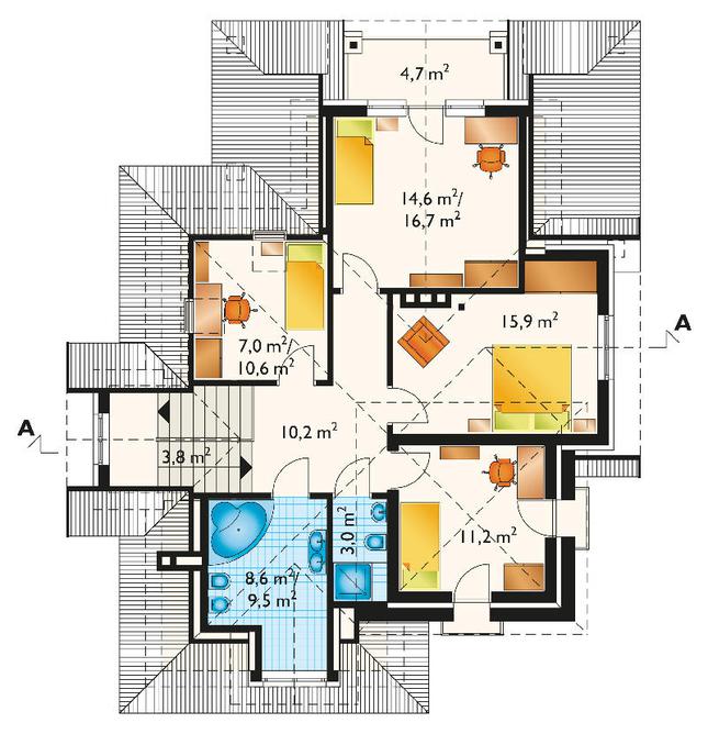 Rzut poddasza POW. 80,9 m²