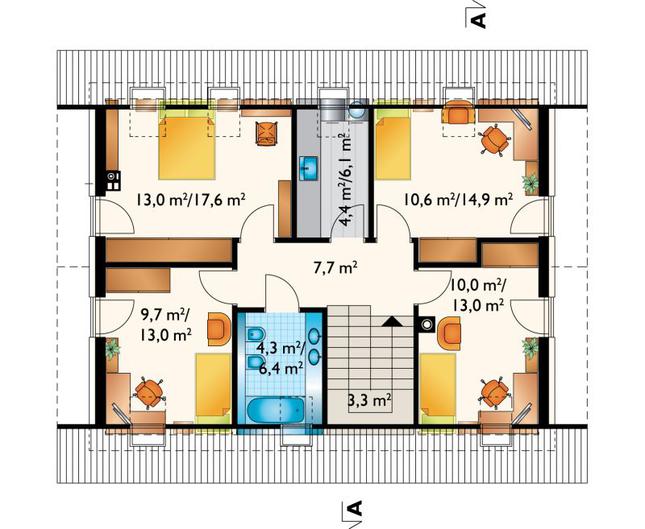 Rzut poddasza lustro POW. 82,0 m²