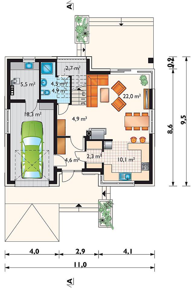 Rzut parteru POW. 78,2 m²