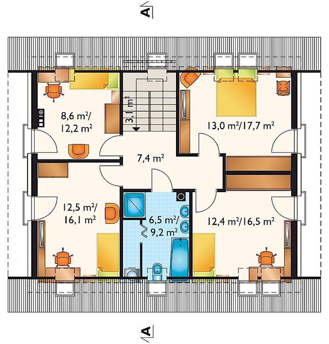 Rzut poddasza POW. 82,2 m²