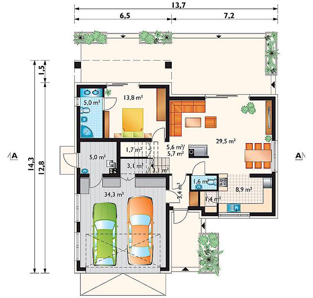 Rzut parteru POW. 116,5 m²