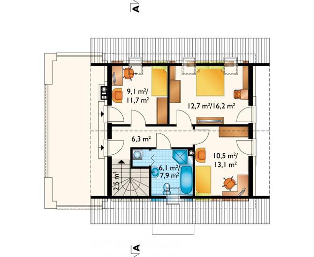 Rzut poddasza POW. 57,7 m²