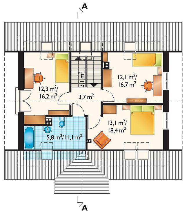 Rzut poddasza POW. 69,2 m²