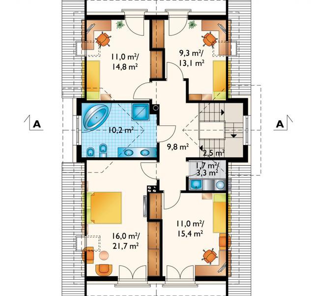 Rzut poddasza POW. 90,8 m²