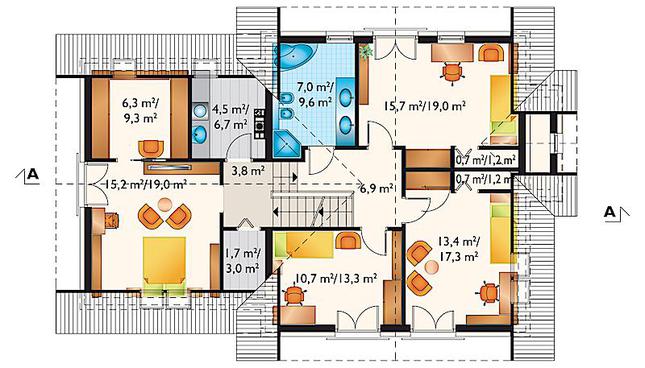 Rzut poddasza lustro POW. 109,6 m²