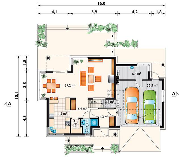 Rzut parteru POW. 110,1 m²