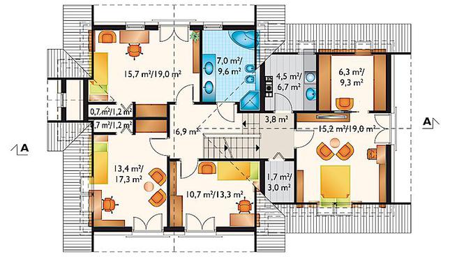 Rzut poddasza POW. 109,6 m²