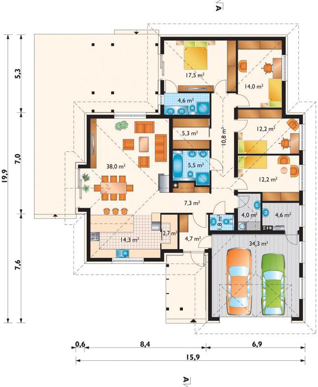 Rzut parteru POW. 193,7 m²