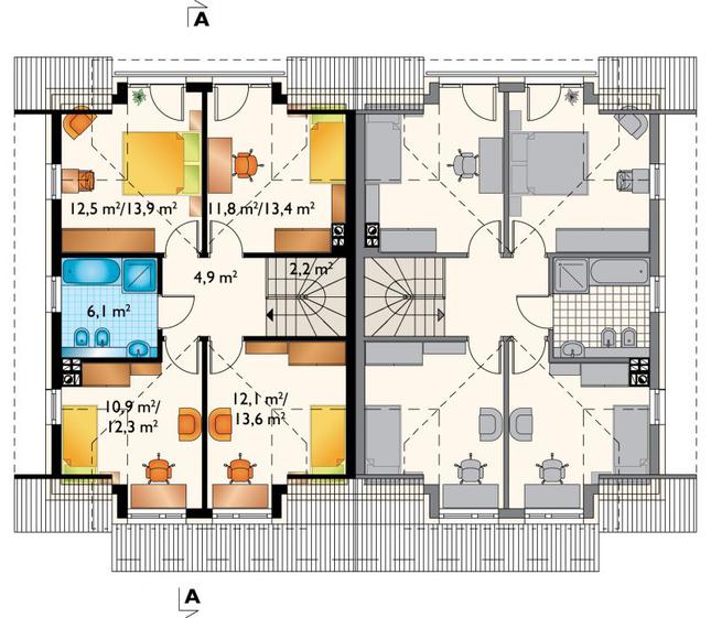 Rzut poddasza lustro POW. 66,4 m²