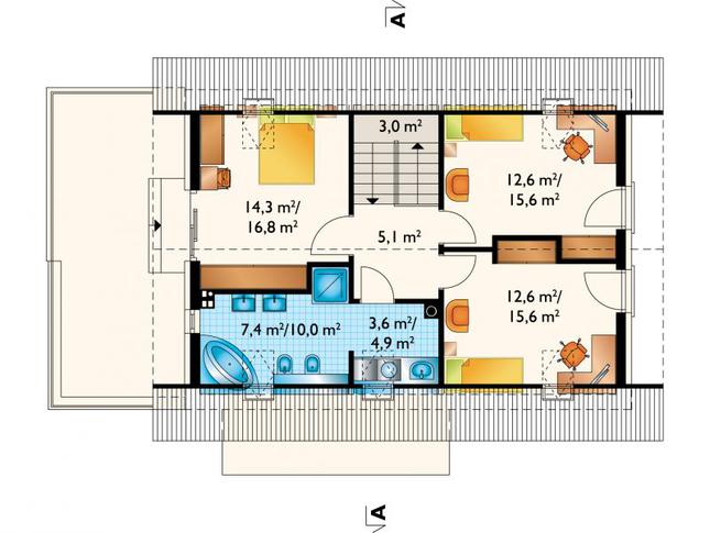 Rzut poddasza POW. 71,0 m²