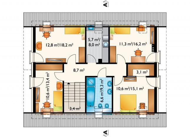 Rzut poddasza POW. 95,4 m²
