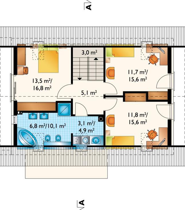 Rzut poddasza POW. 71,1 m²