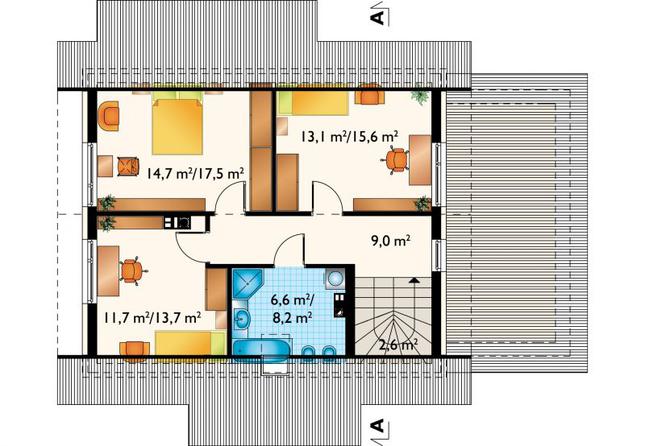 Rzut poddasza POW. 66,6 m²