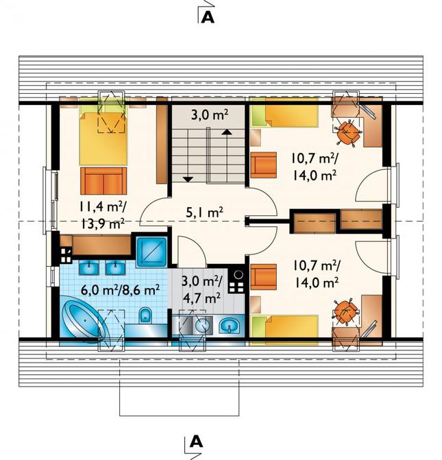 Rzut poddasza POW. 63,3 m²