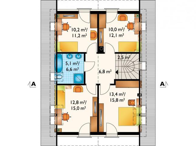 Rzut poddasza POW. 70,0 m²