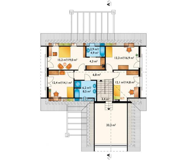 Rzut poddasza POW. 92,7 m²