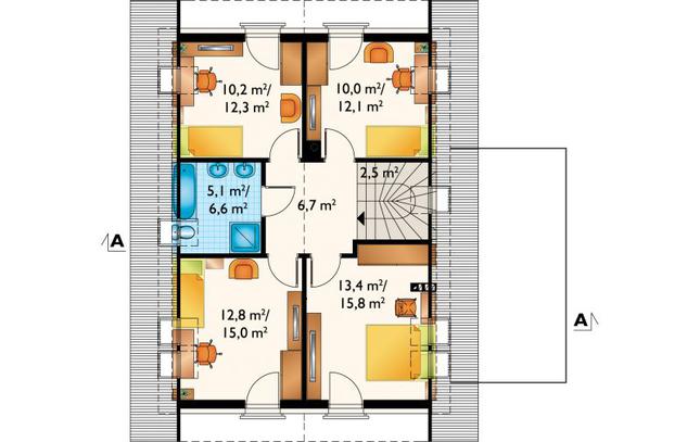 Rzut poddasza POW. 71,0 m²